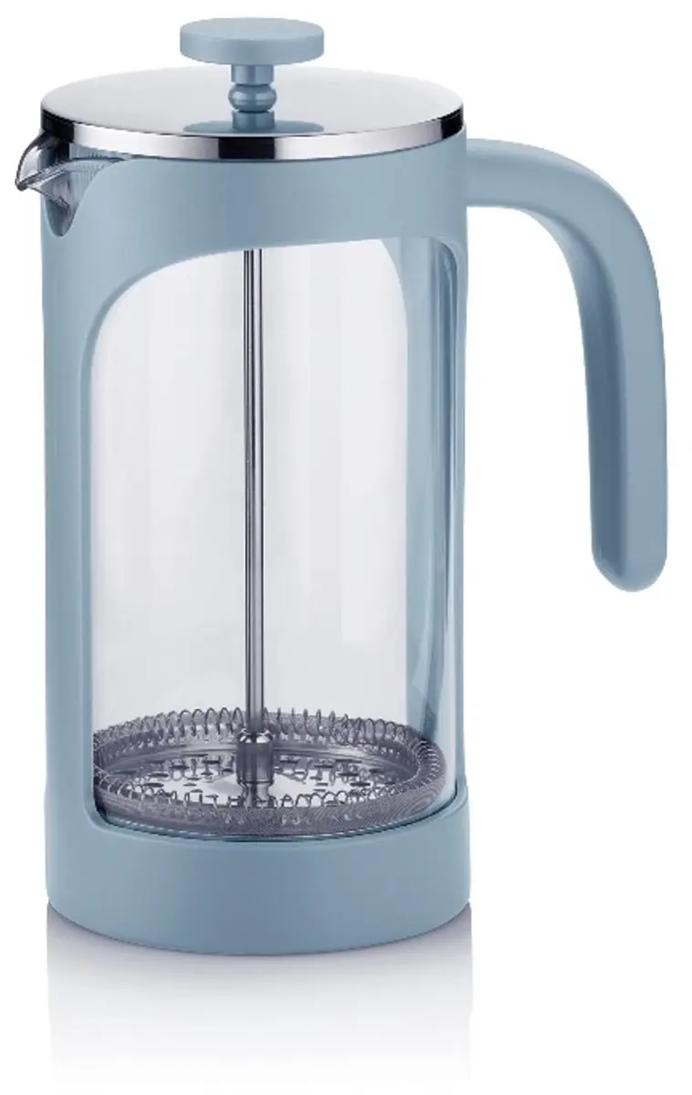 Thee- en koffiekan met French Press, rookblauw, 1 l