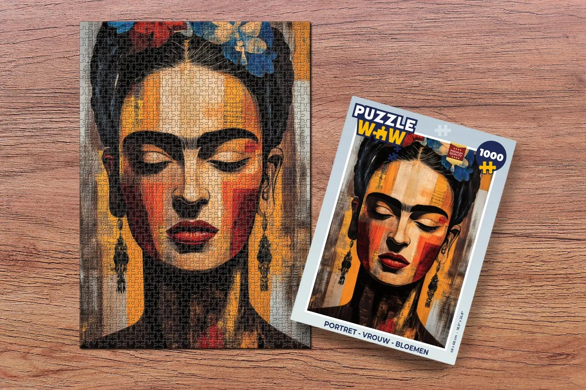 PuzzleWow Portret Vrouw Bloemen Legpuzzel 1000 Stuks