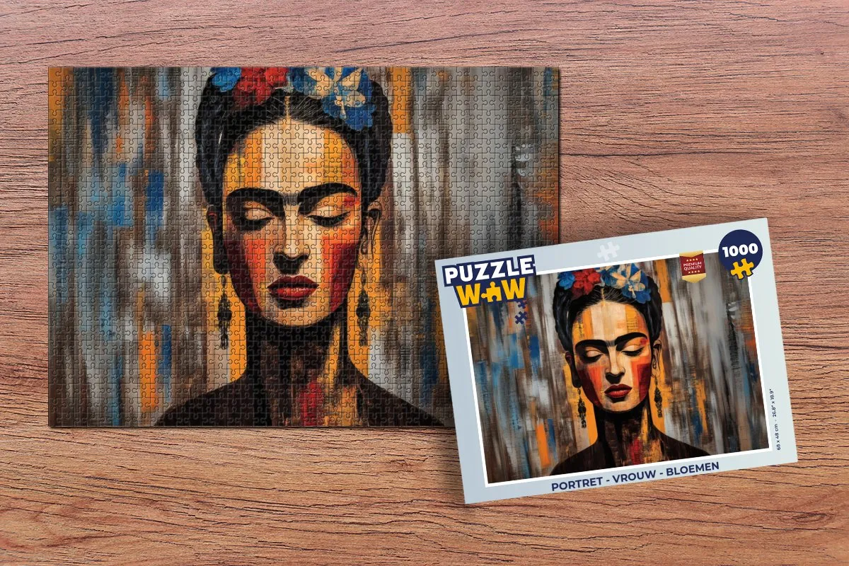 PuzzleWow Portret Vrouw Bloemen Legpuzzel 1000 Stuks