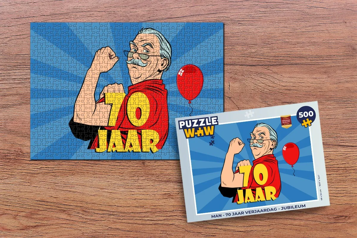 PuzzleWow 70 Jaar Verjaardag Legpuzzel 500 Stuks - Multicolor