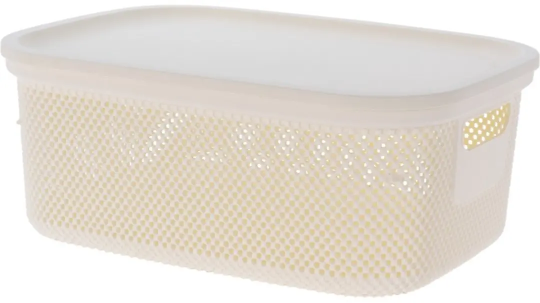 Opbergmand met deksel, 12 l, zwart