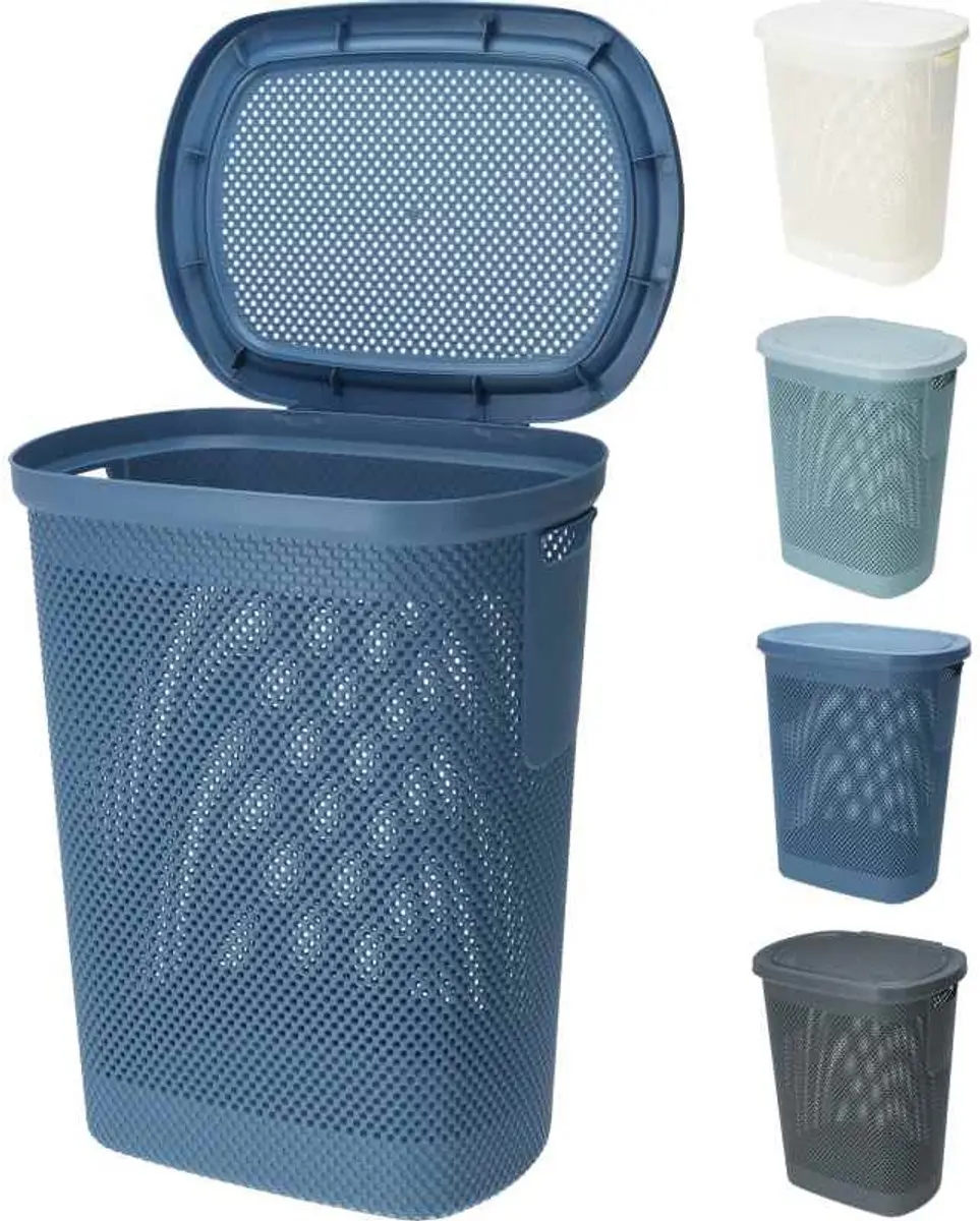 Excellent Houseware Wasmand met deksel 60L - Grijs - afbeelding 3 van 4