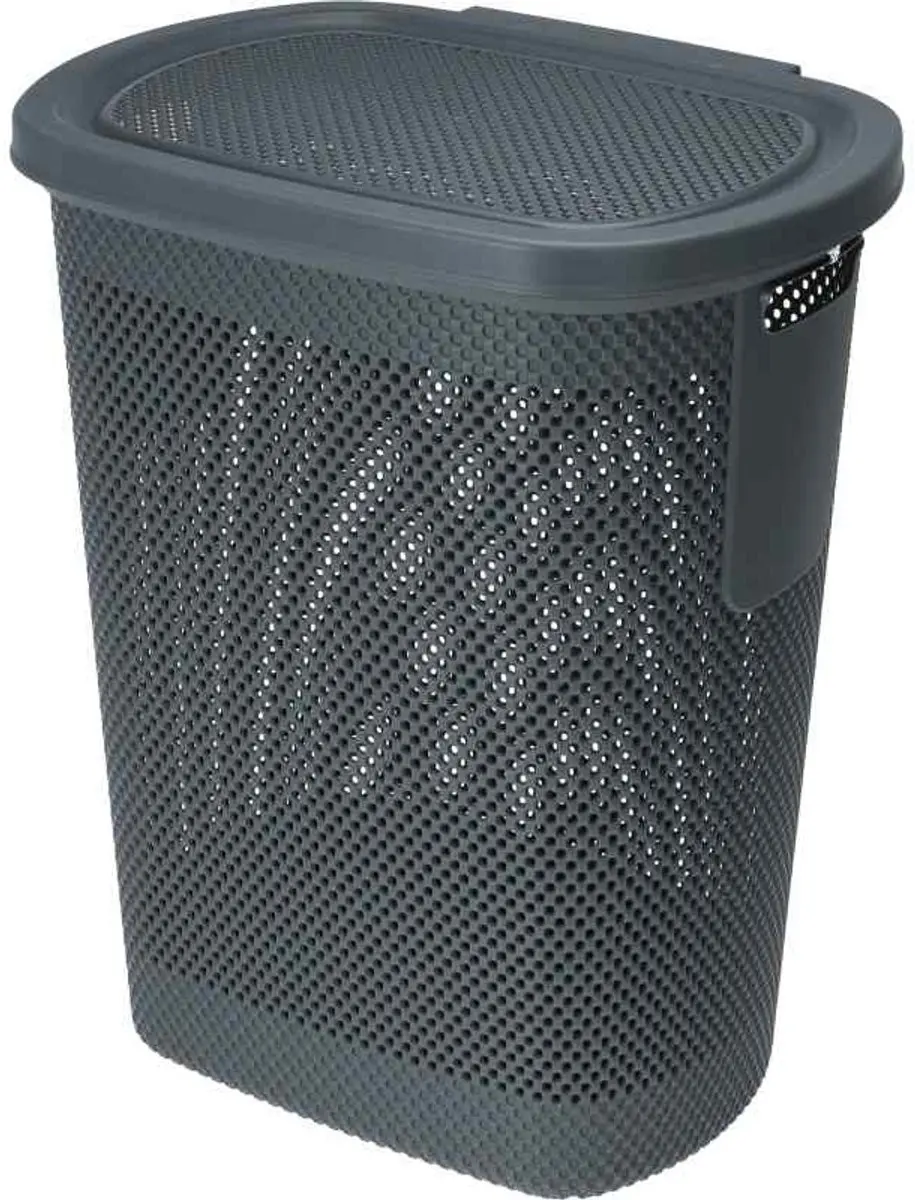 Excellent Houseware Wasmand met deksel 60L - Grijs - afbeelding 4 van 4