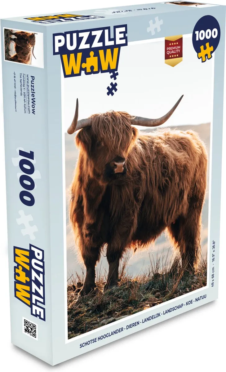PuzzleWow Schotse Hooglander Legpuzzel 1000 Stuks - Multicolor