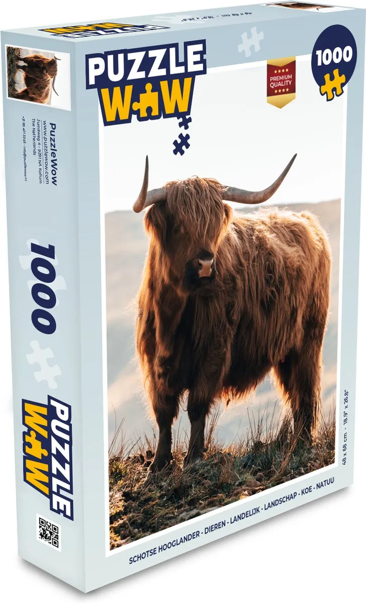 PuzzleWow Schotse Hooglander Legpuzzel 1000 Stuks - Multicolor