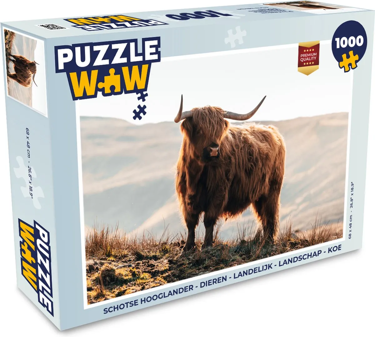 PuzzleWow Schotse Hooglander Legpuzzel 1000 Stuks - Multicolor