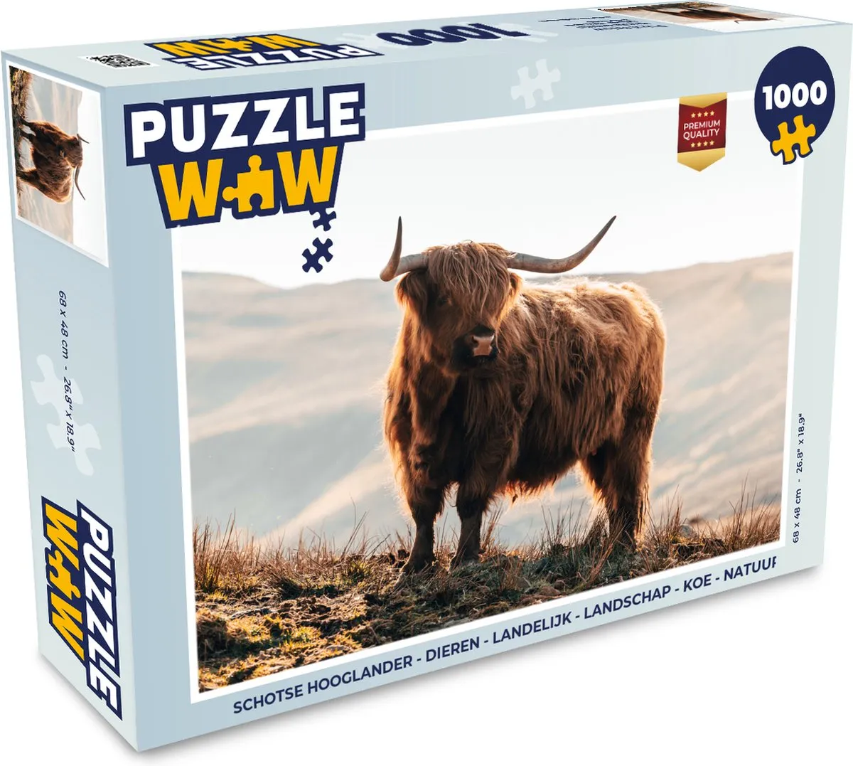 PuzzleWow Schotse Hooglander Legpuzzel 1000 Stuks - Multicolor