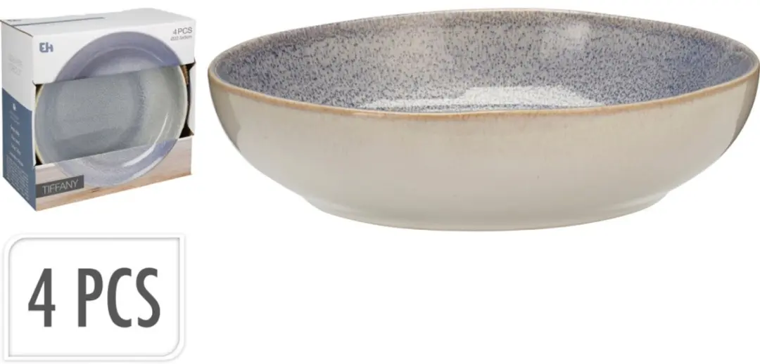 Diepe borden, set van 4 stuks, diameter 23 cm, blauw