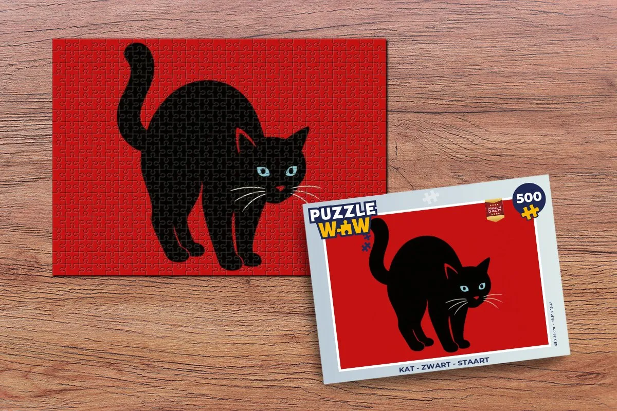 PuzzleWow Kat Puzzel 500 Stuks - Zwart/Rood