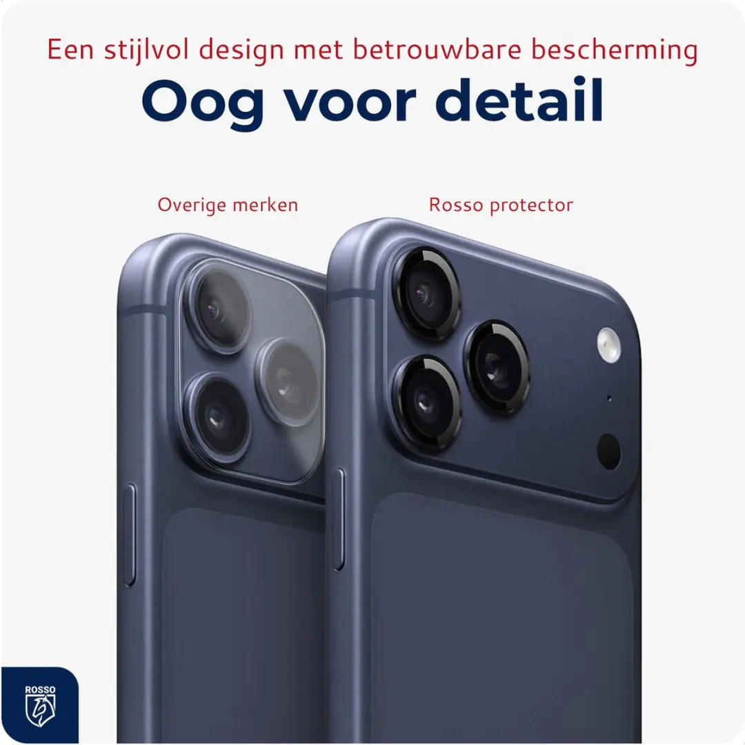 Rosso Camera Frame Protector iPhone 17 Pro/Pro Max - 9H Glas - Zwart