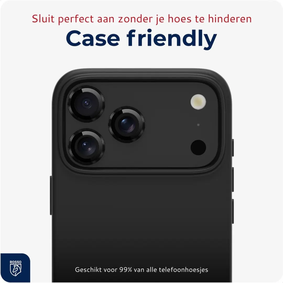 Rosso Camera Frame Protector iPhone 17 Pro/Pro Max - 9H Glas - Zwart