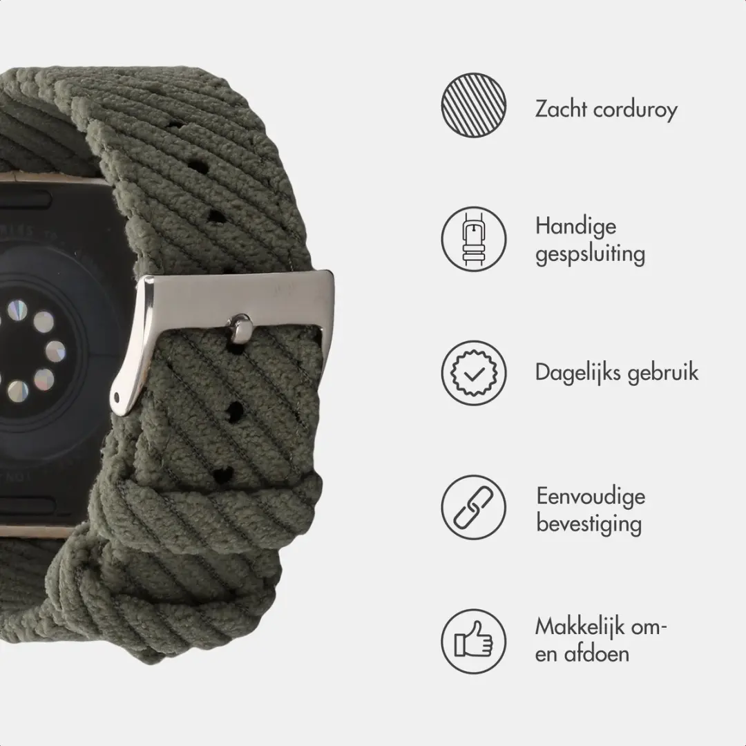 Imoshion Corduroy Bandje Apple Watch 44-49mm - Groen
