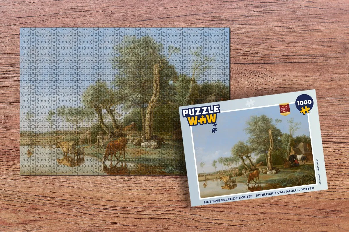 PuzzleWow Het Spiegelende Koetje Legpuzzel 1000 Stuks - Multicolor