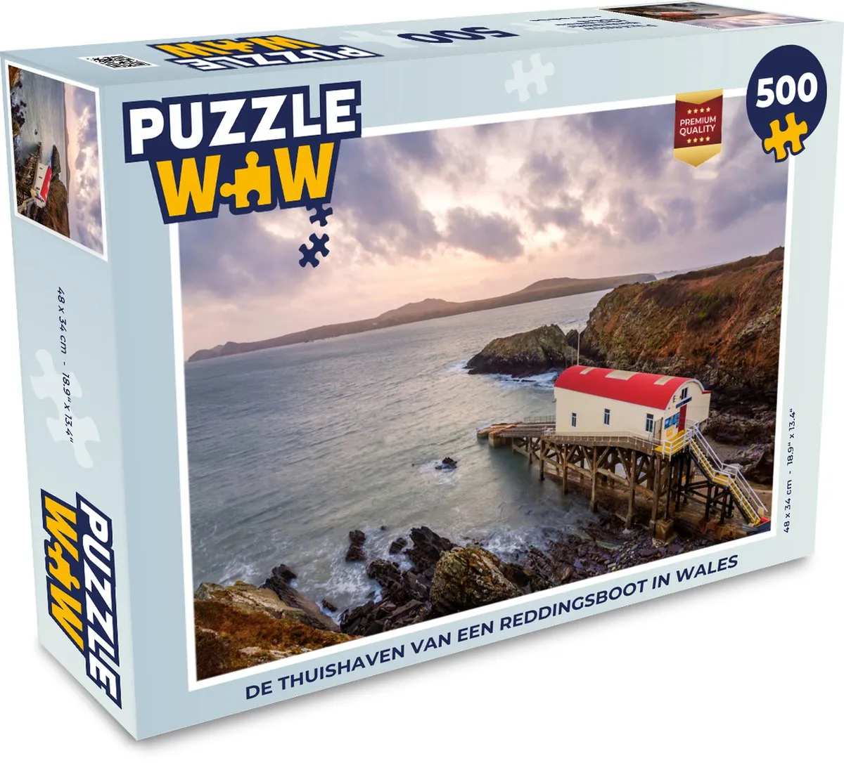 PuzzleWow Legpuzzel De Thuishaven van een Reddingsboot Wales 500 Stuks - Multicolor