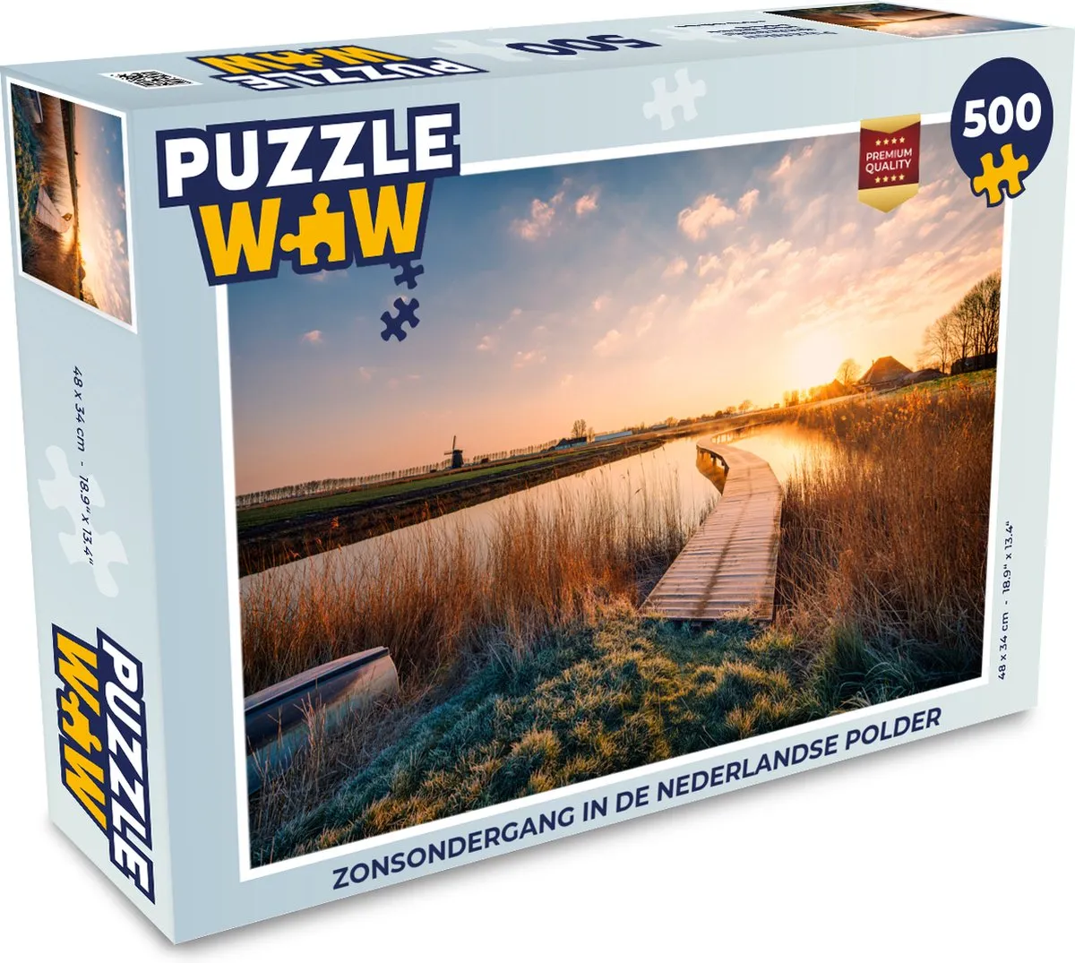 PuzzleWow Zonsondergang in de Nederlandse Polder Legpuzzel 500 Stuks