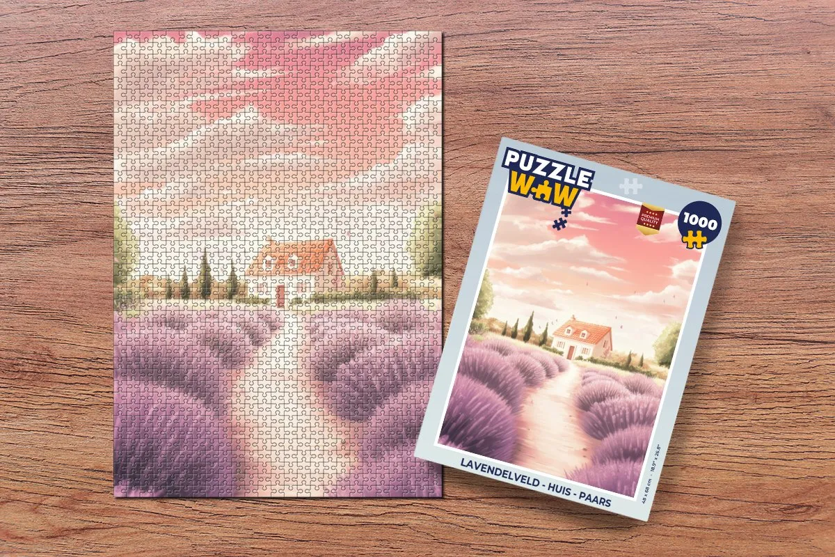 PuzzleWow Lavendelveld Huis Puzzel 1000 Stuks - Paars