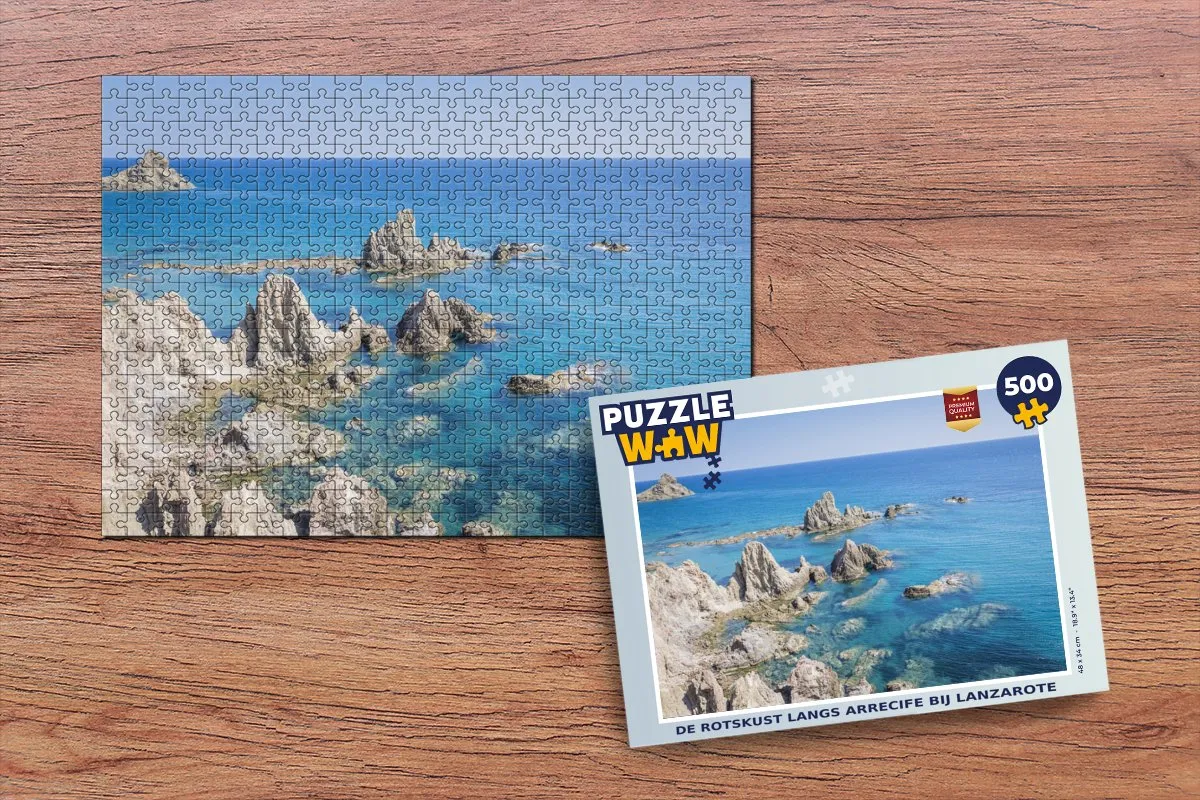 PuzzleWow Legpuzzel De Rots kust langs Arrecife bij Lanzarote 500 Stuks - Multicolor