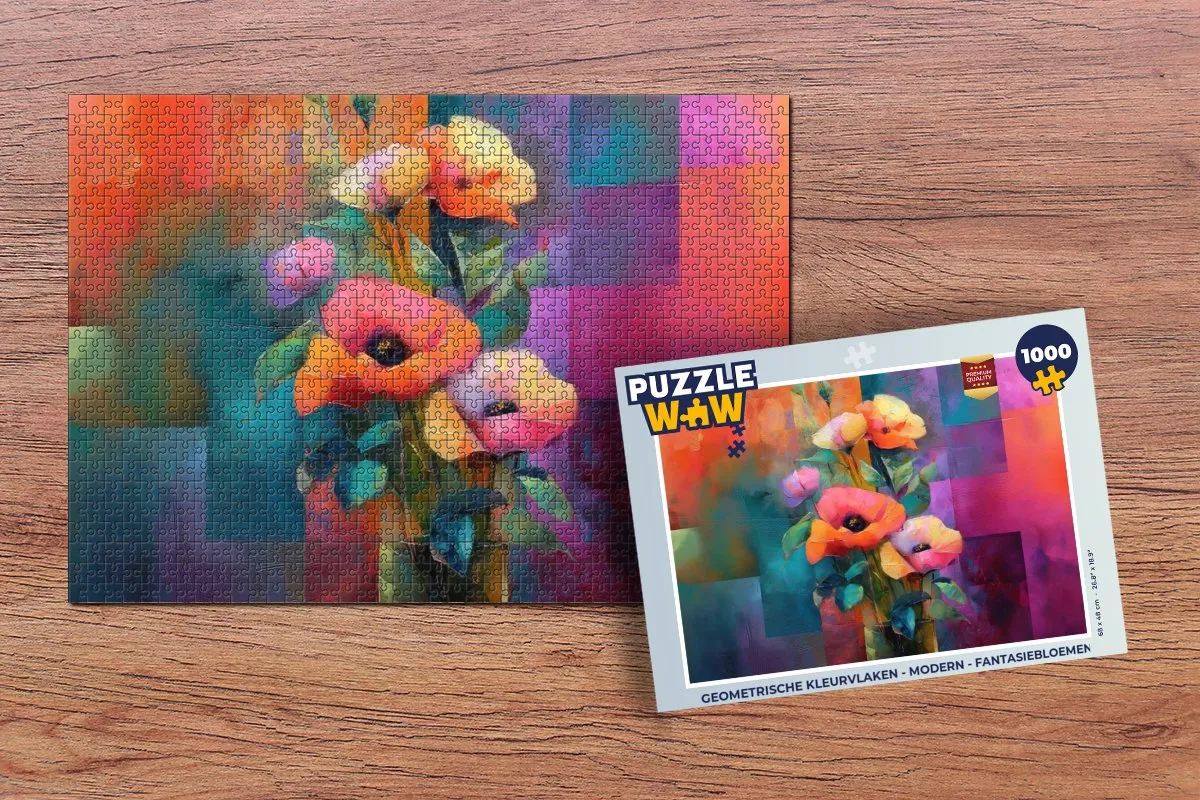 PuzzleWow Geometrische Kleurvlakken Puzzel 1000 Stuks - Bloemen