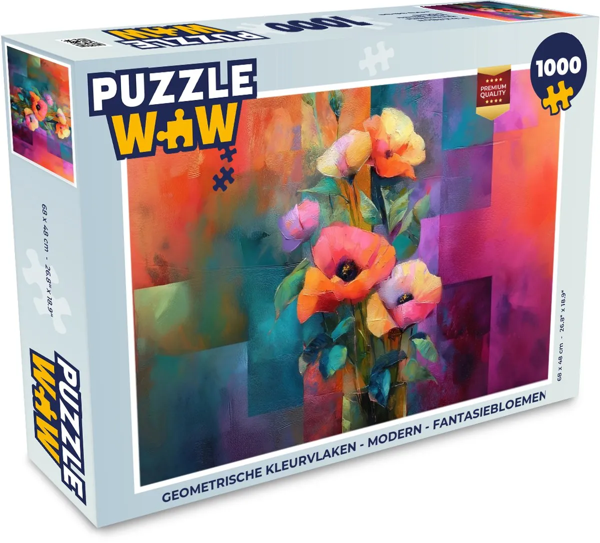 PuzzleWow Geometrische Kleurvlakken Puzzel 1000 Stuks - Bloemen