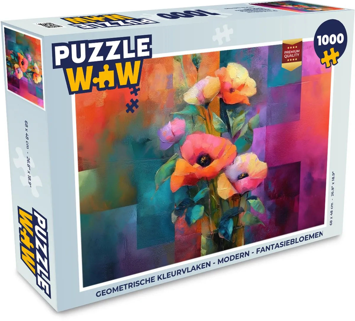 PuzzleWow Geometrische Kleurvlakken Puzzel 1000 Stuks - Bloemen