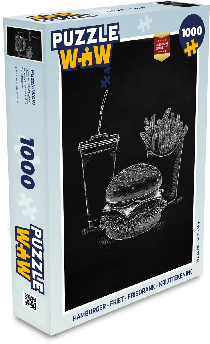 PuzzleWow Legpuzzel 1000 Stuks - Hamburger Thema