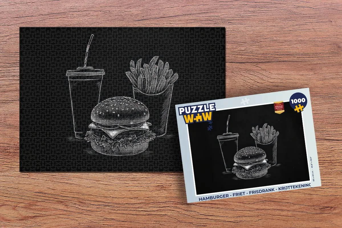 PuzzleWow Legpuzzel 1000 Stuks - Hamburger Thema