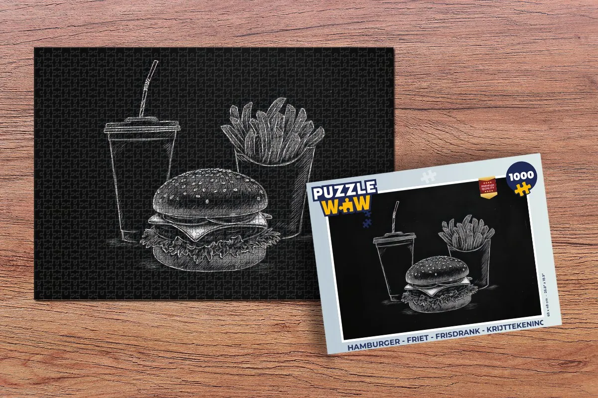 PuzzleWow Legpuzzel 1000 Stuks - Hamburger Thema