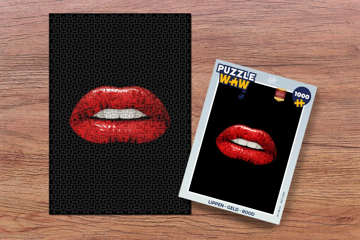PuzzleWow Lippen - Geld Rood Legpuzzel 1000 Stuks
