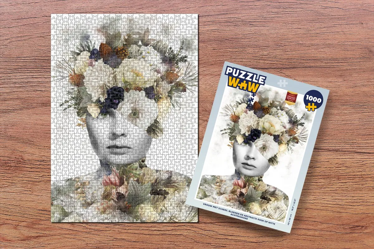 PuzzleWow Bloemen Vrouw Legpuzzel 1000 Stuks - Multicolor