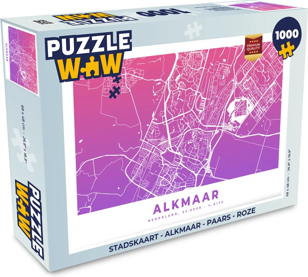 PuzzleWow Stadskaart Alkmaar Legpuzzel 1000 Stuks - Multicolor