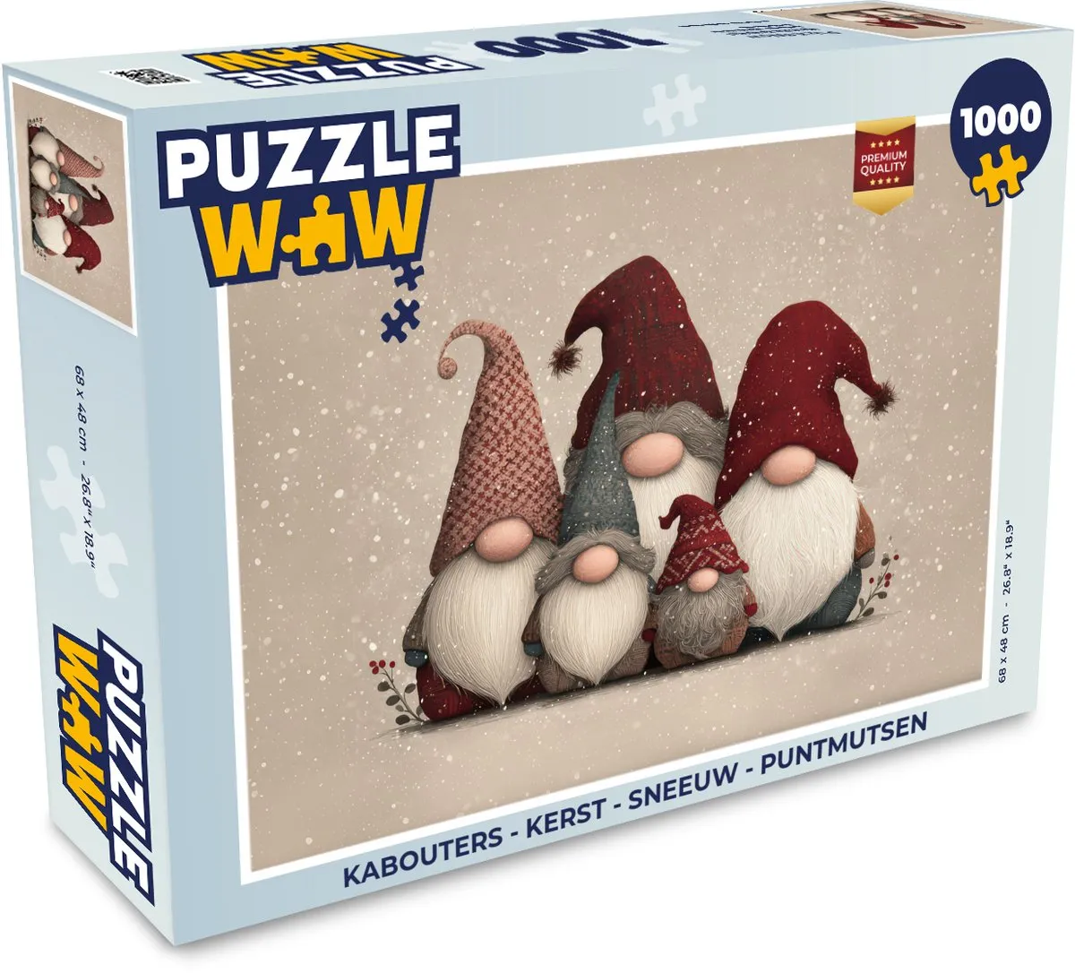 PuzzleWow Kabouters Kerst Puntmutsen Puzzle 1000 Stuks