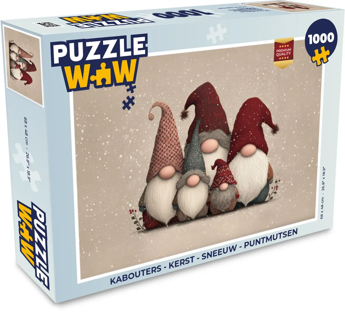 PuzzleWow Kabouters Kerst Puntmutsen Puzzle 1000 Stuks
