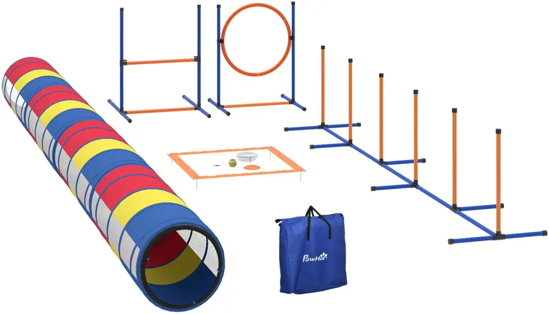 PawHut-Pet Agility Set-PE, Oxford-stof-357L x 65W x 68H cm-Multicolor
