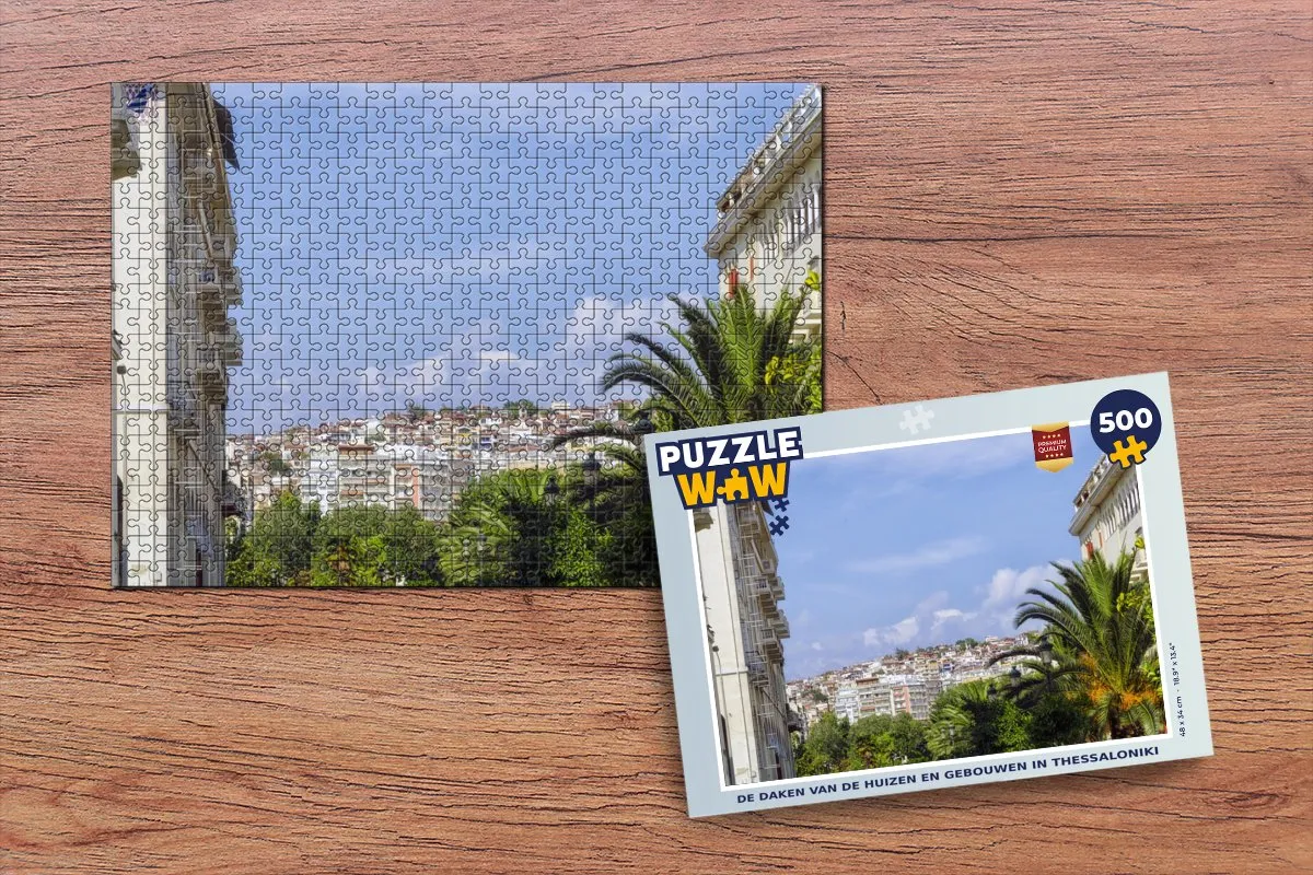 PuzzleWow Legpuzzel De daken van Thessaloniki 500 Stuks - Multicolor