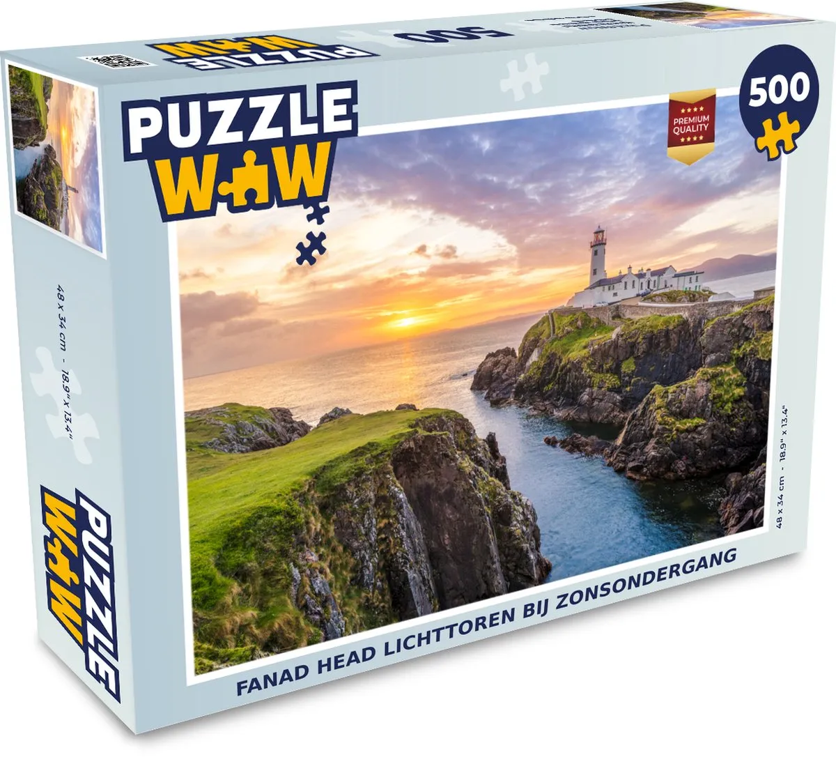 PuzzleWow Fanad Head Lichttoren bij Zonsondergang Legpuzzel 500 Stuks
