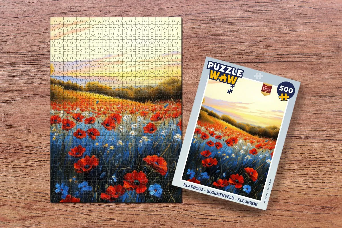 PuzzleWow Klaproos Bloemenveld Legpuzzel 500 Stuks