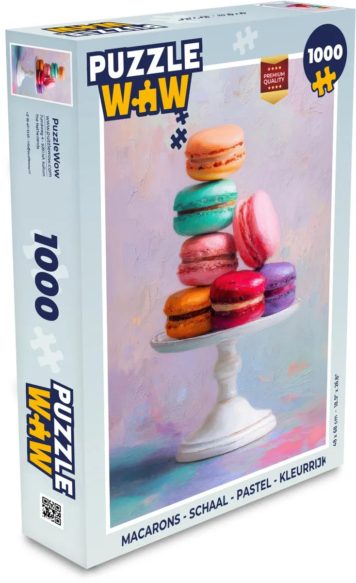 PuzzleWow Macarons Legpuzzel 1000 Stuks - Pastel Kleurrijk