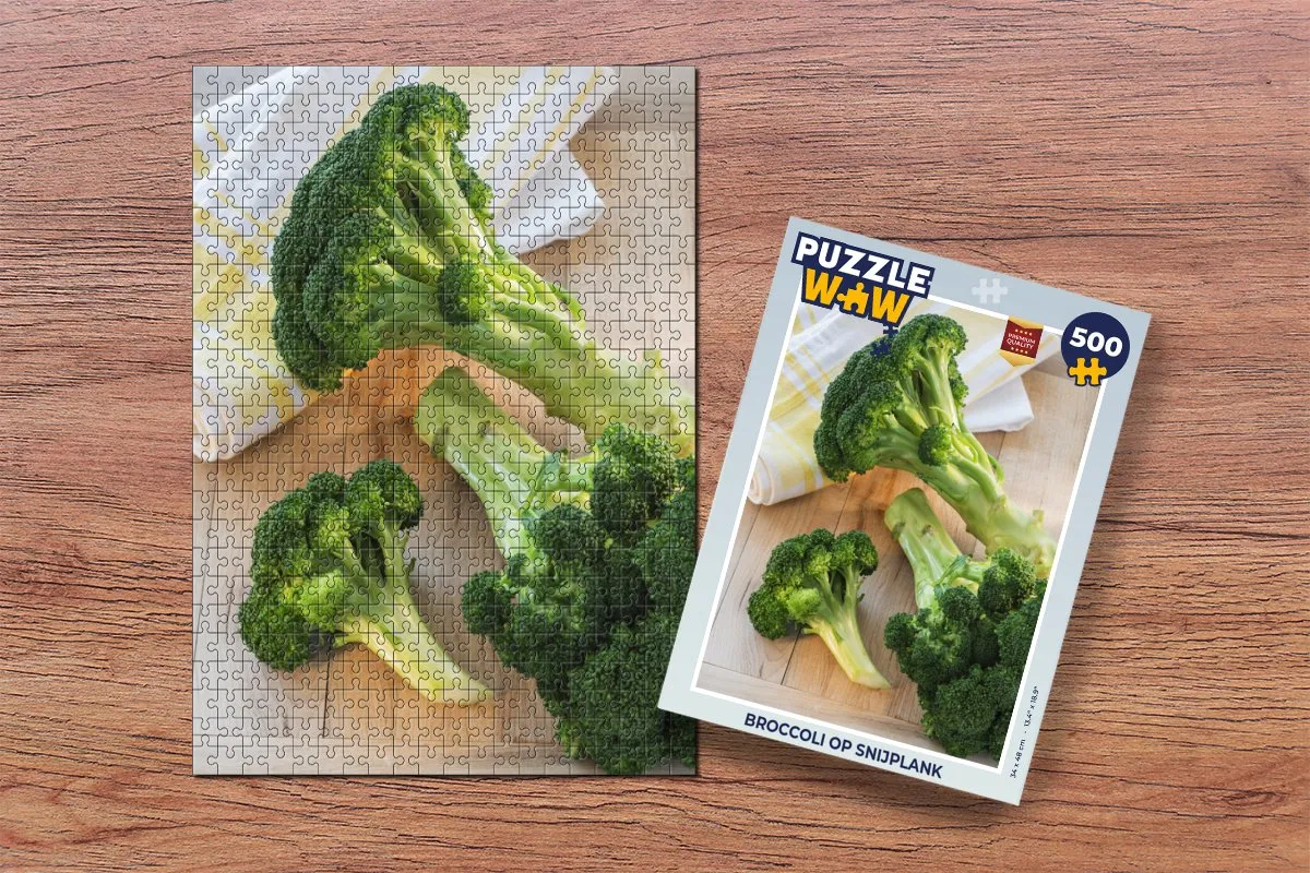 PuzzleWow Broccoli op Snijplank Legpuzzel 500 Stuks - Multicolor