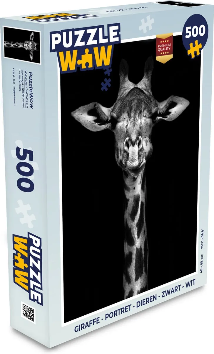 PuzzleWow Giraffe Portret Legpuzzel 500 Stuks - Multicolor