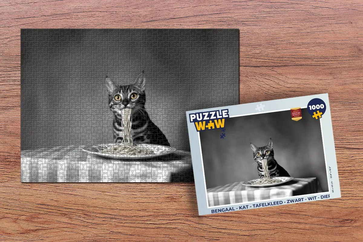 PuzzleWow Bengaal Kat Tafelkleed Legpuzzel 1000 Stuks