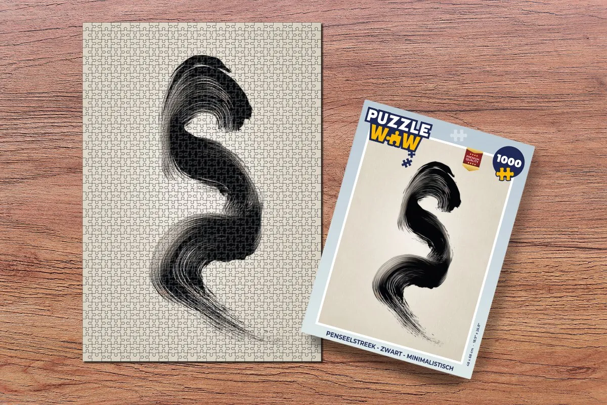 PuzzleWow Penseelstreek 1000 Stuks - Zwart