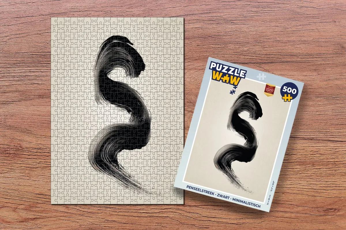 PuzzleWow Penseelstreek 1000 Stuks - Zwart