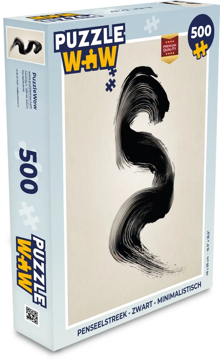 PuzzleWow Penseelstreek 1000 Stuks - Zwart