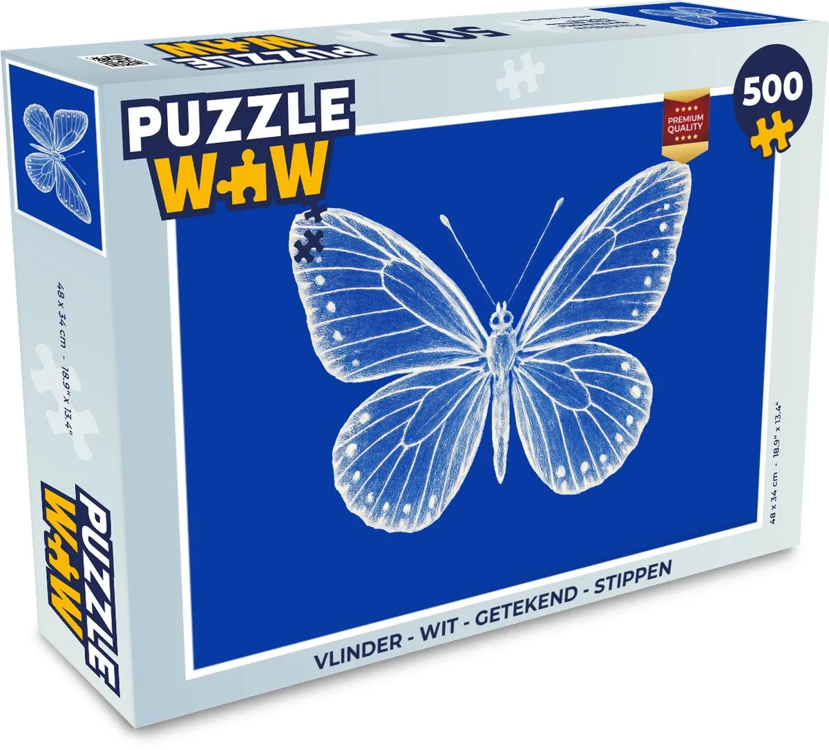 PuzzleWow Vlinder Puzzel 500 Stuks - Blauw