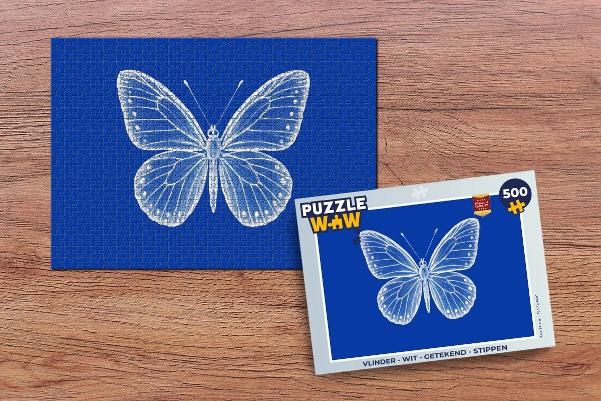 PuzzleWow Vlinder Puzzel 500 Stuks - Blauw