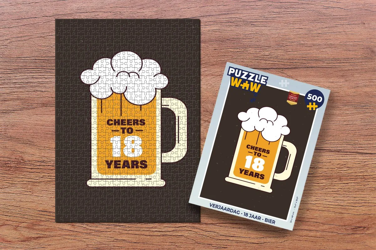 PuzzleWow Verjaardag Bier Legpuzzel 500 Stuks - Multicolor