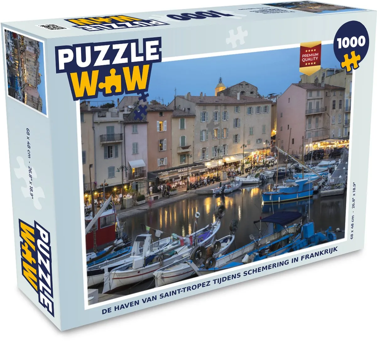 PuzzleWow Legpuzzel De haven van Saint-Tropez - 1000 Stuks - Multicolor