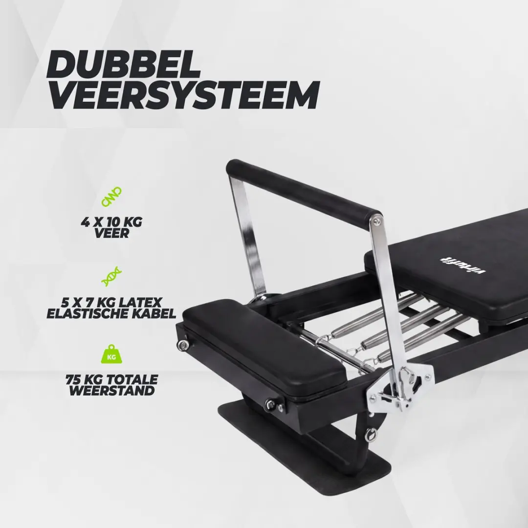 Virtufit Pilates Reformer inklapbaar - Zwart