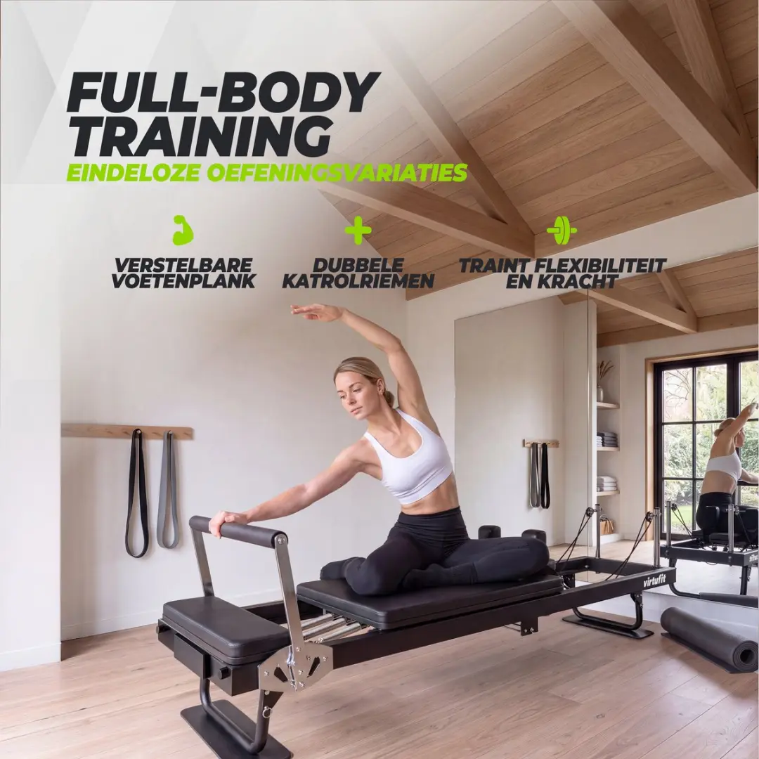 Virtufit Pilates Reformer inklapbaar - Zwart