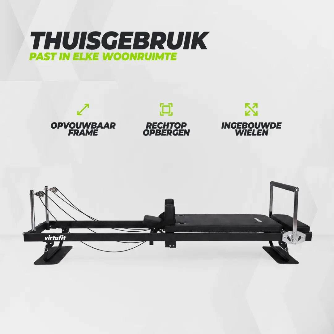 Virtufit Pilates Reformer inklapbaar - Zwart